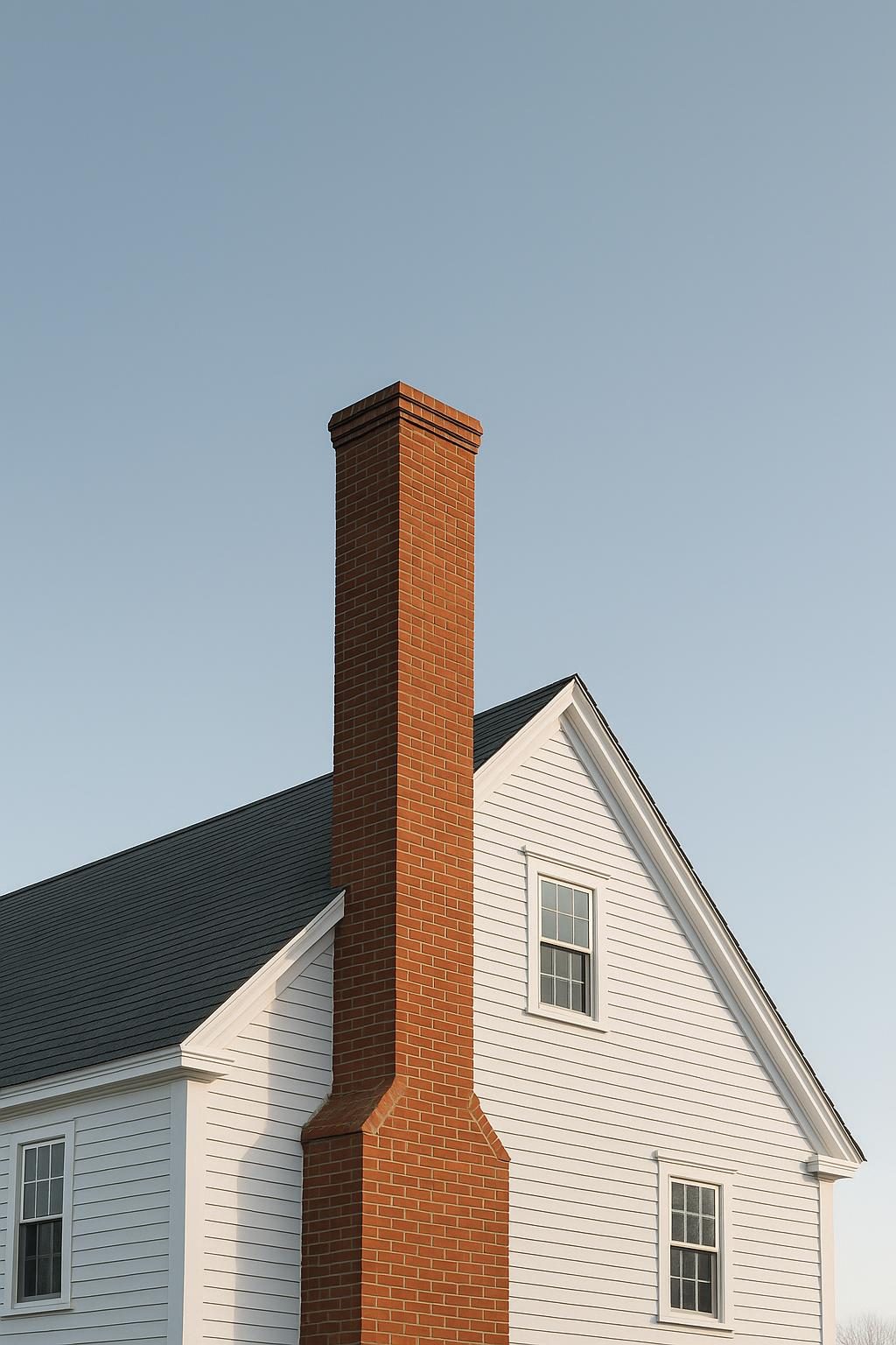 Brick chimney on a colonial house (illustration)